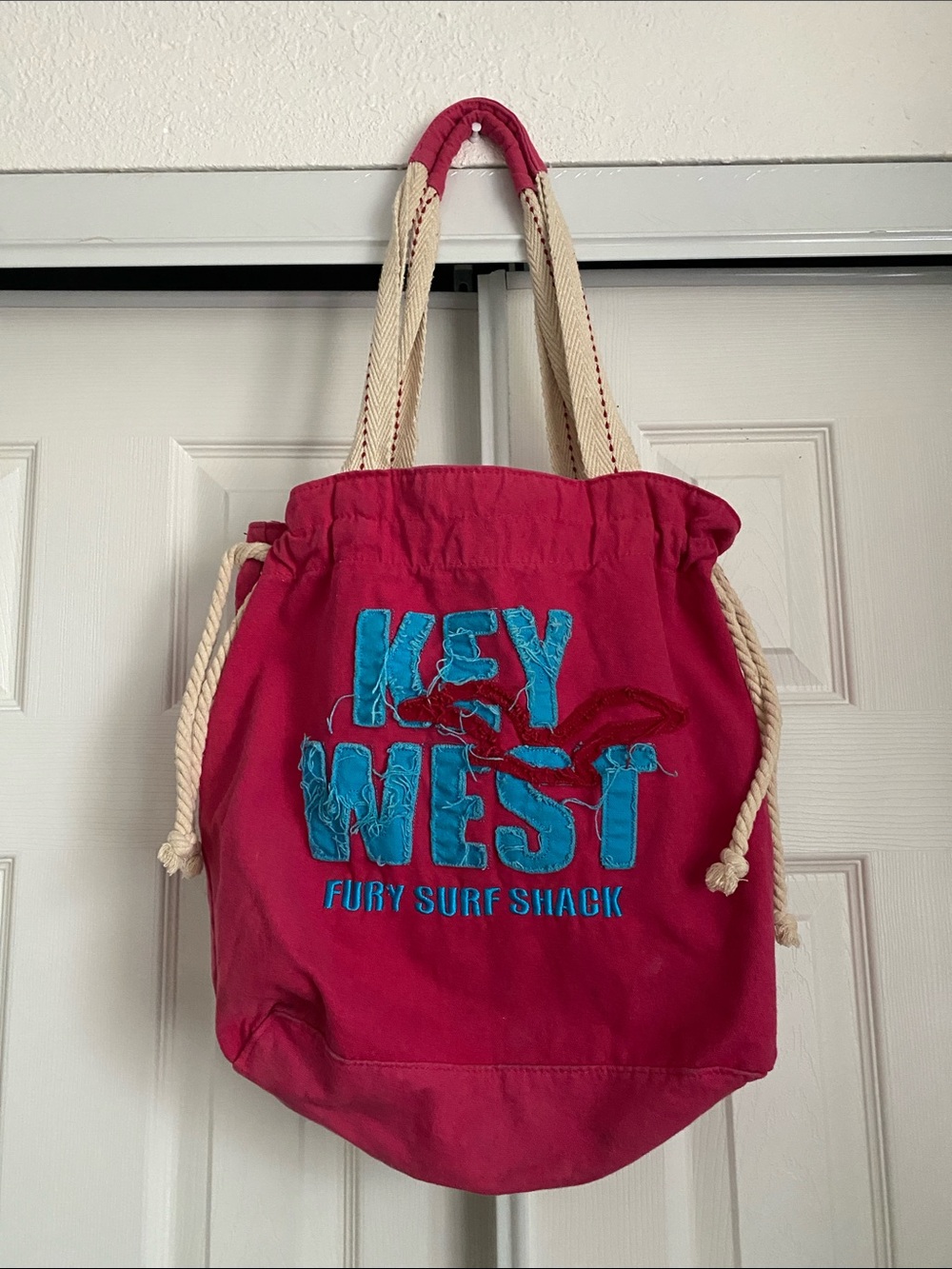 🌼 Vintage Hollister Key West Pink Canvas Tote Fury Surf Shack
